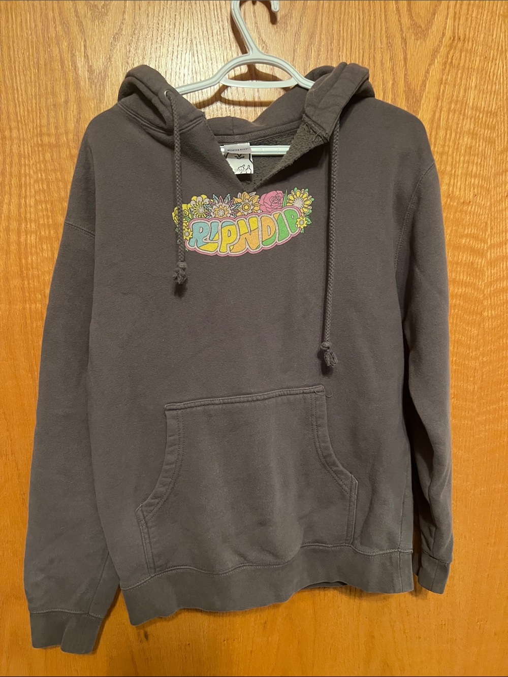 Ripndip Charcoal Pullover Hoodie with Floral Logo